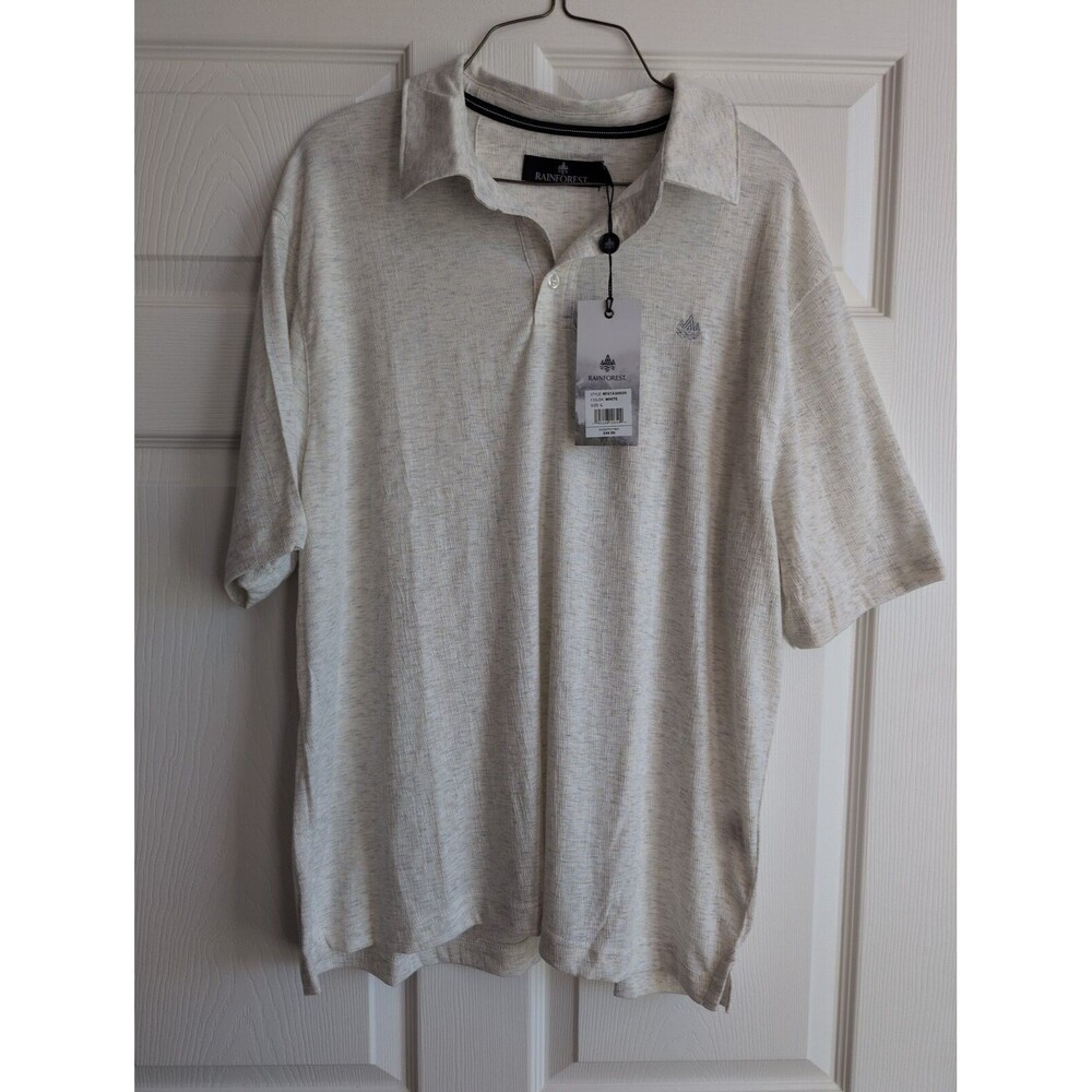 RAINFOREST Performance Stretch Dockside Short Sleeve Polo Shirt L White NWT NEW